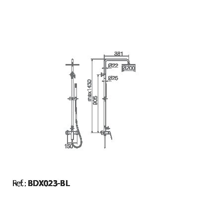 ENSEMBLE DE DOUCHE BLANC MAT BDX023/BL
