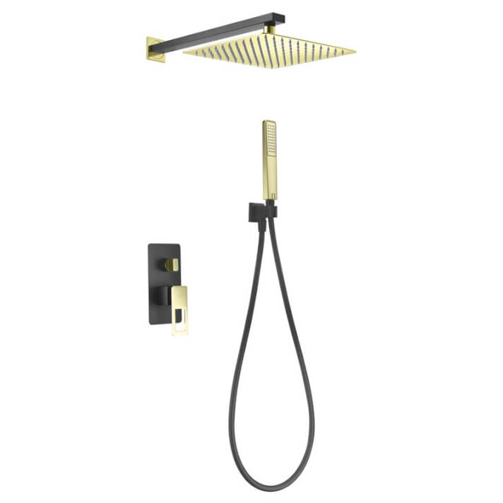 ENSEMBLE DE DOUCHE ENCASTRE NOIR DORE BRILLANT BDC032-6NGOLD