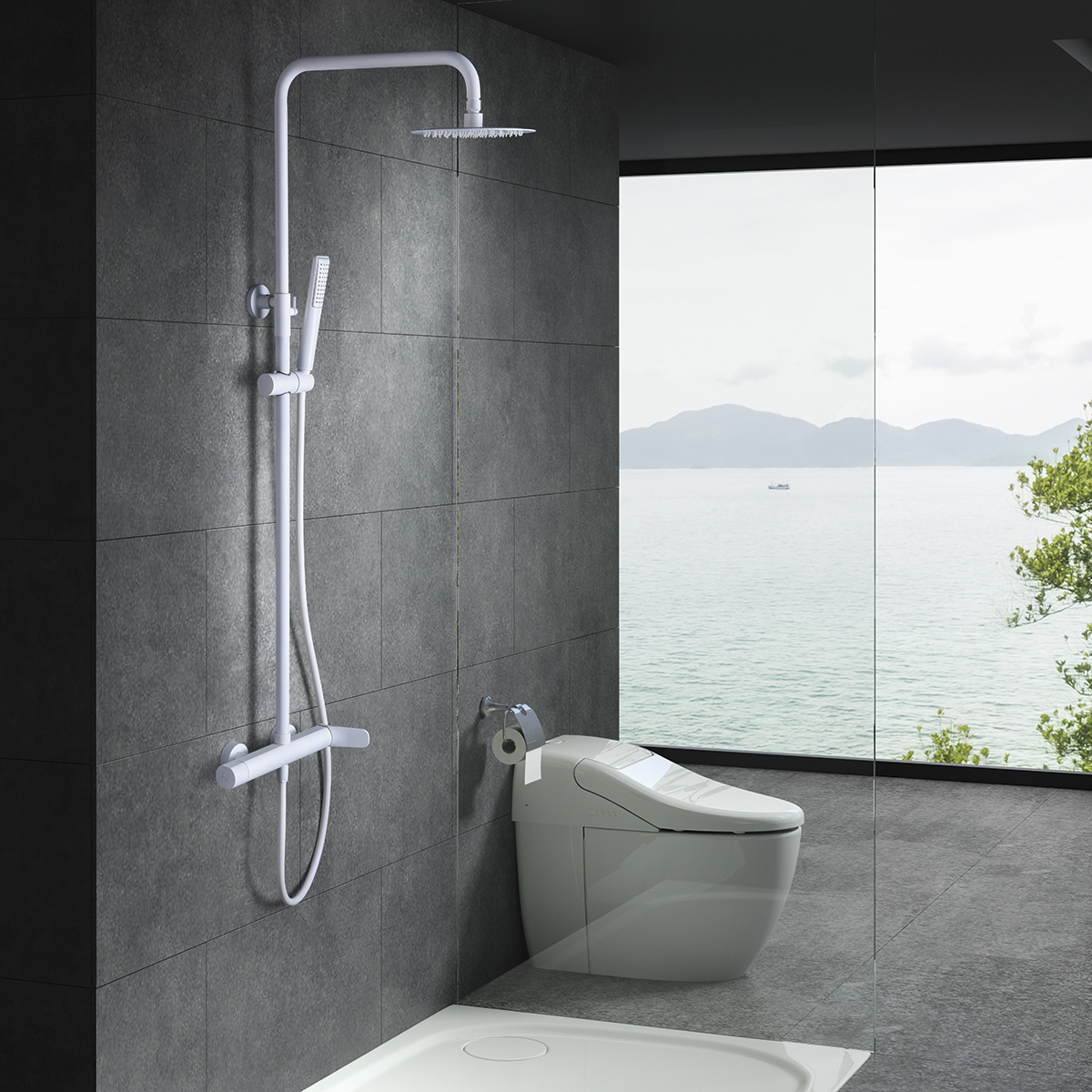 ENSEMBLE DE DOUCHE EN ACIER INOX BLANC MAT BDR031/BL