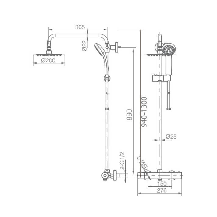 ENSEMBLE DE DOUCHE NOIR MAT BTK017/NG