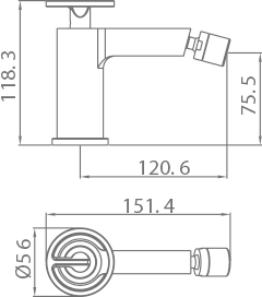 MITIGEUR DE BIDET MONOCOMMANDE CHROME BDC033-2