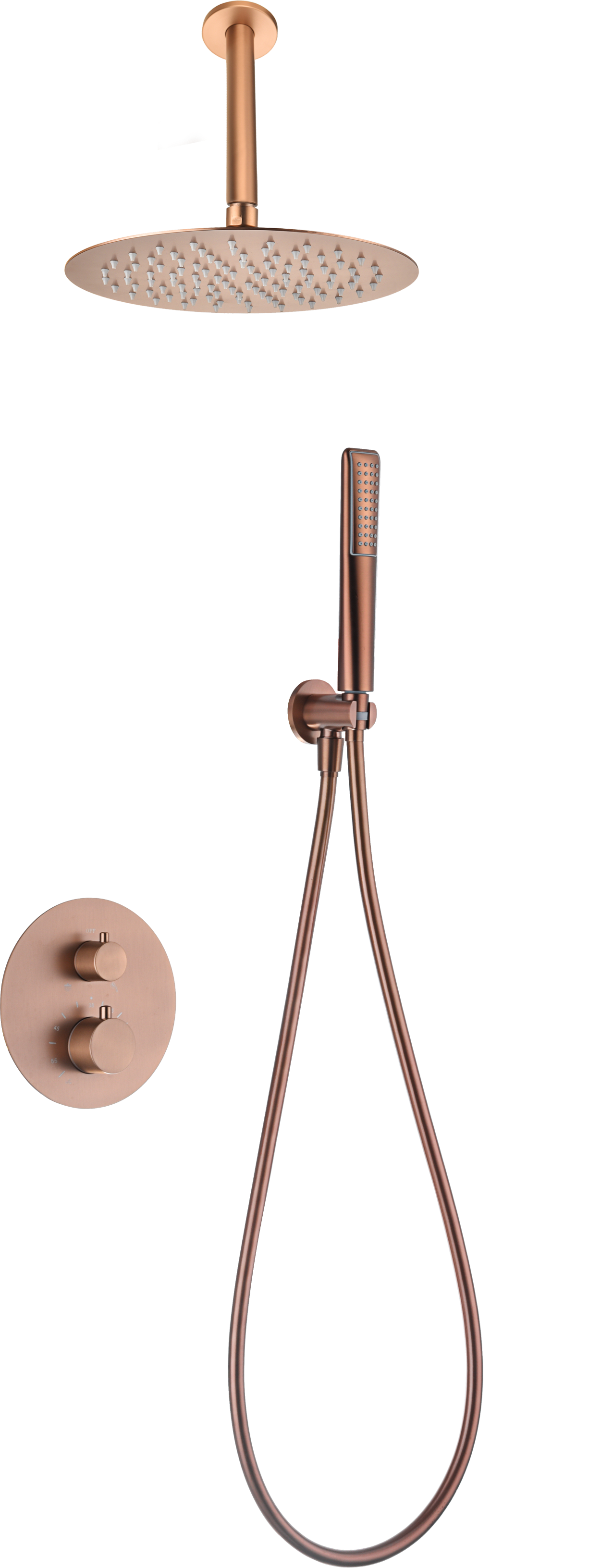 ENSEMBLE DE DOUCHE THERMOSTATIQUE ENCASTRE OR ROSE BROSSE GTS060/ORC