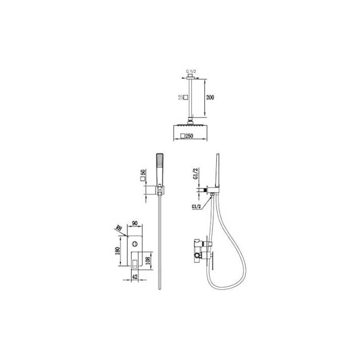 ENSEMBLE DE DOUCHE ENCASTRE CHROME BDES37-6