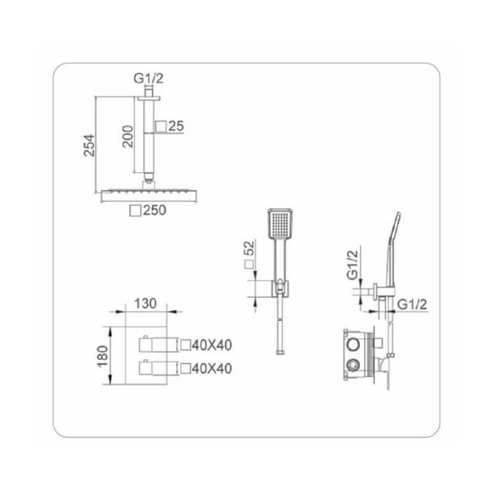 ENSEMBLE DE DOUCHE ENCASTRE CHROME GPC010