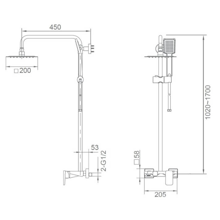 ENSEMBLE DE DOUCHE CHROME BDL007