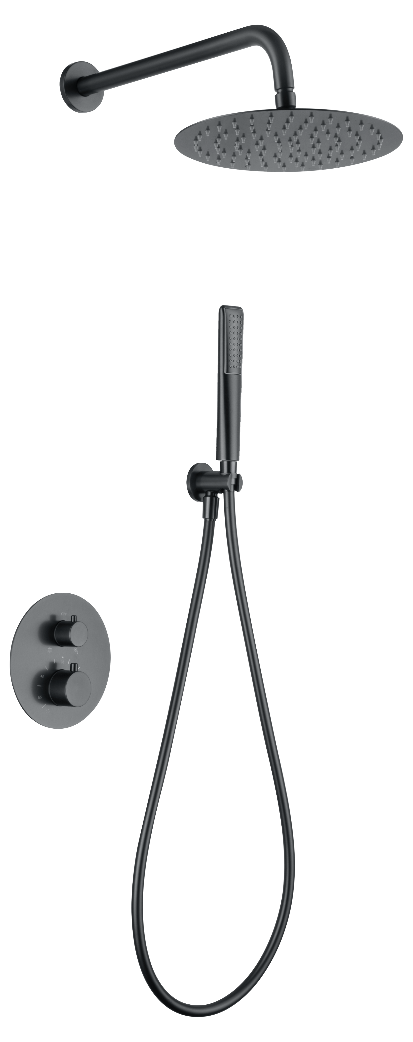 ENSEMBLE DE DOUCHE THERMOSTATIQUE ENCASTRE BLACK GUN METAL GTN047/BGM