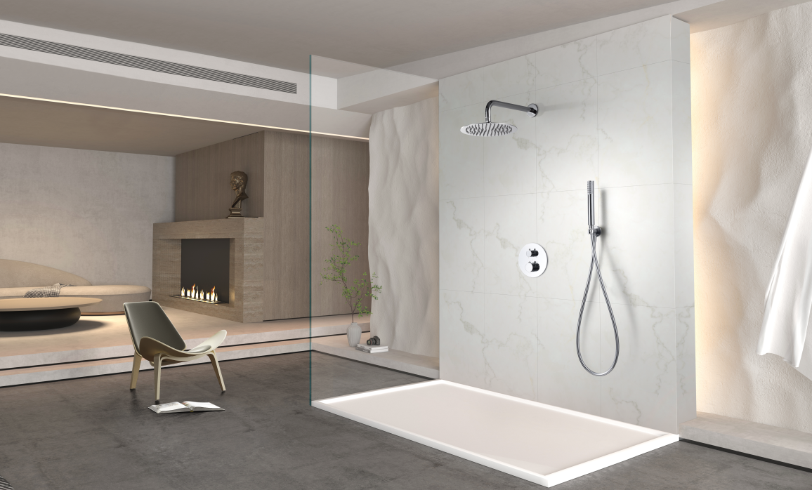 ENSEMBLE DE DOUCHE THERMOSTATIQUE MONOCOMMANDE CHROME GTG053