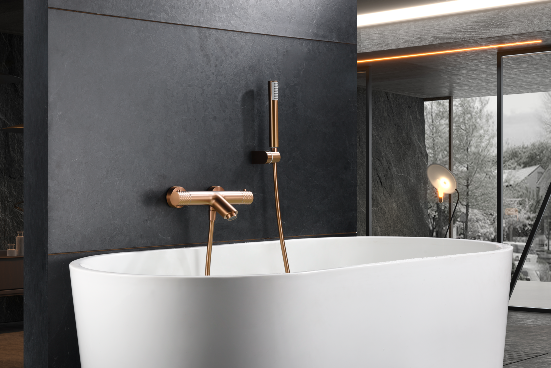 MITIGEUR BAIN/DOUCHE THERMOSTATIQUE OR ROSE BROSSE BTG053-4ORC