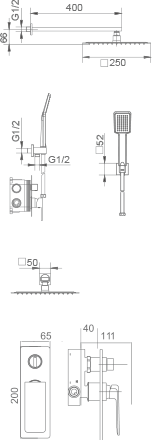 ENSEMBLE DE DOUCHE ENCASTRE CHROME GPF016