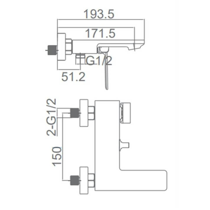 MITIGEUR BAIN/DOUCHE NOIR MAT BDF016-4NG