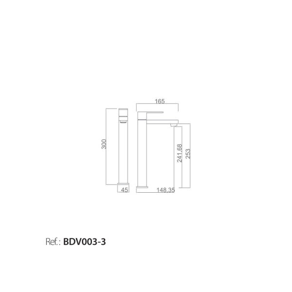 MITIGEUR MONOCOMMANDE BEC HAUT CHROME BDV003-3