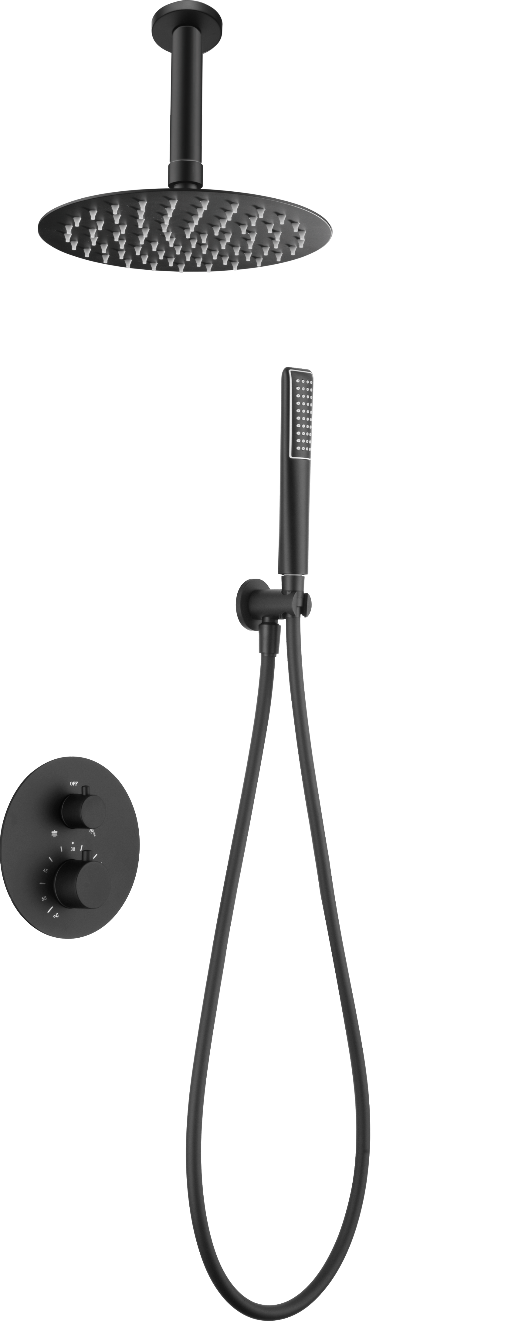 ENSEMBLLE DE DOUCHE THERMOSTATIQUE ENCASTRE NOIR MAT GTS060/NG