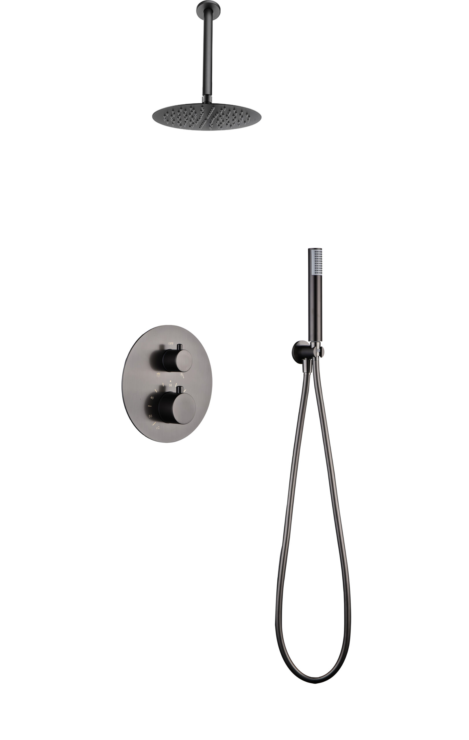 ENSEMBLE DE DOUCHE ENCASTRE THERMOSTATIQUE BLACK GUN METAL GTT039/BGM