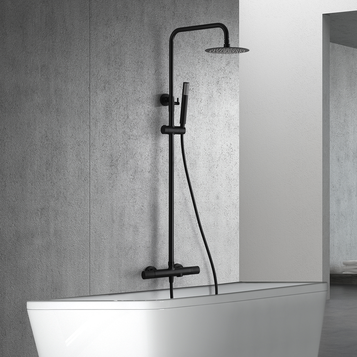 ENSEMBLE DE BAIGNOIRE DOUCHE THERMOSTATIQUE NOIR MAT BTD038-B/NG