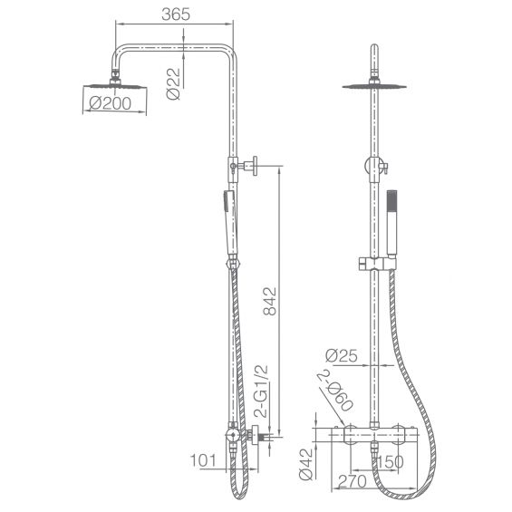 ENSEMBLE DE DOUCHE THERMOSTATIQUE CHROME BTM039