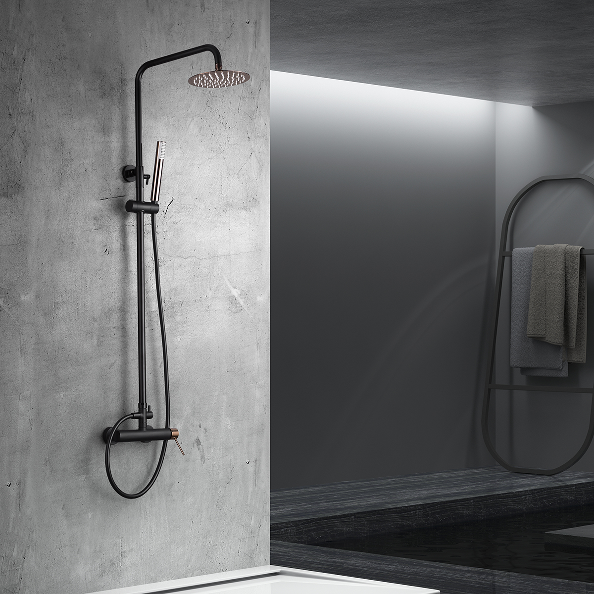 BARRE  DE DOUCHE NOIR DORE ROSE BDYS045/NOR