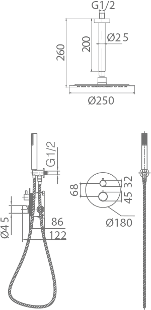 ENSEMBLE DE DOUCHE ENCASTRE OR DORE ROSE GTT039/ORC