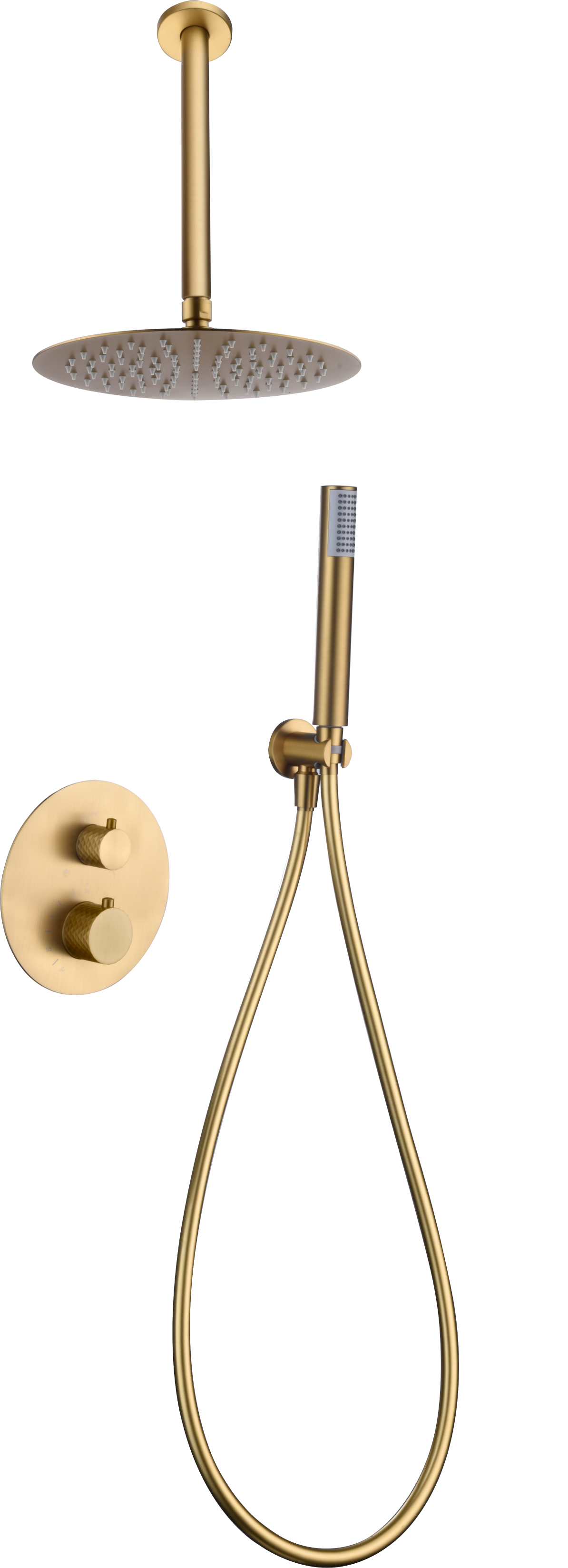 ENSEMBLE DE DOUCHE THERMOSTATIQUE ENCASTRE OR BROSSE GTP059/OC