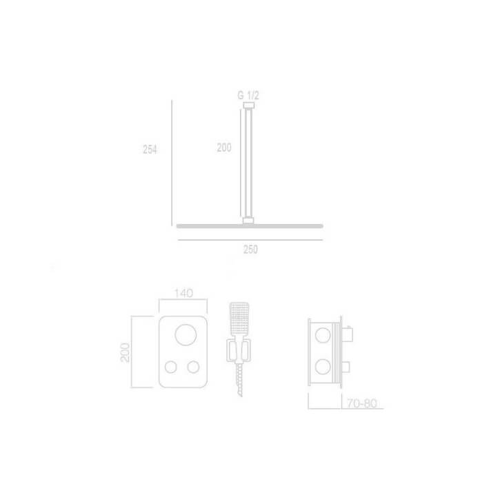ENSEMBLE DE DOUCHE ENCASTRE NOIR MAT GTP022/NG