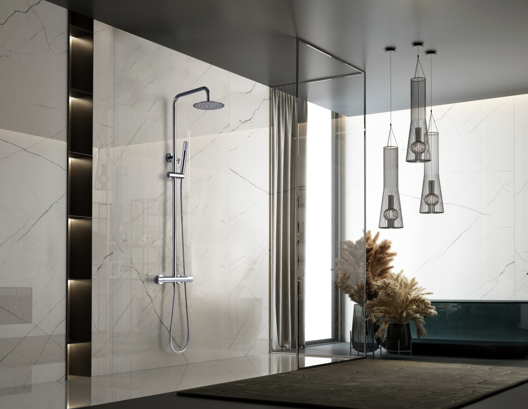 ENSEMBLE DE DOUCHE THERMOSTATIQUE CHROME BTG053