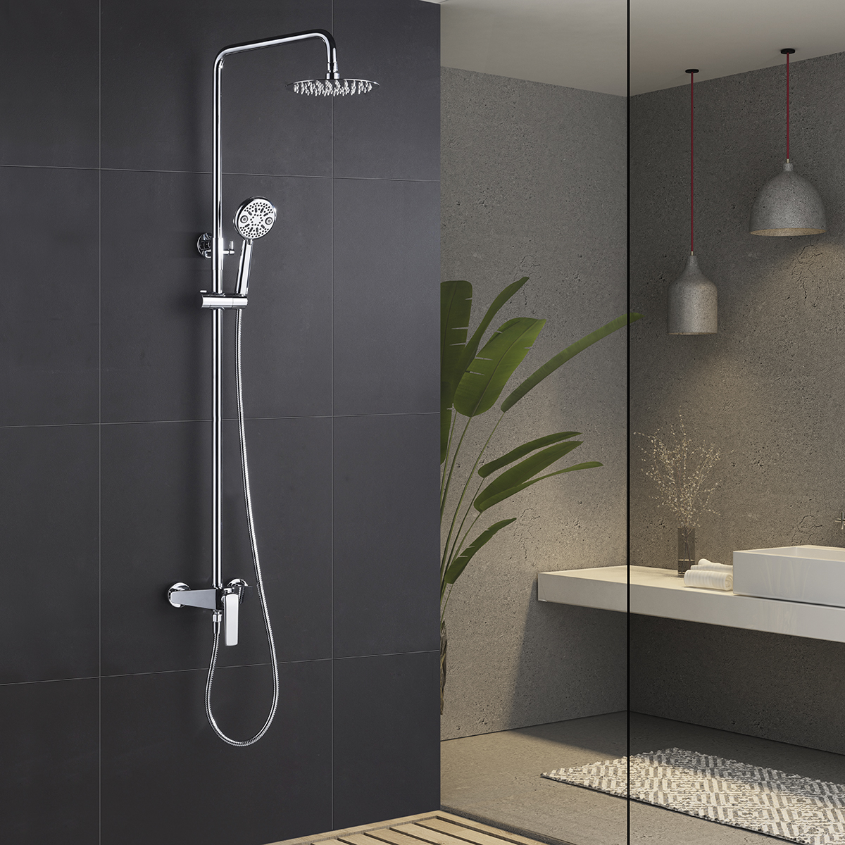 ENSEMBLE DE DOUCHE CHROME BDSC024