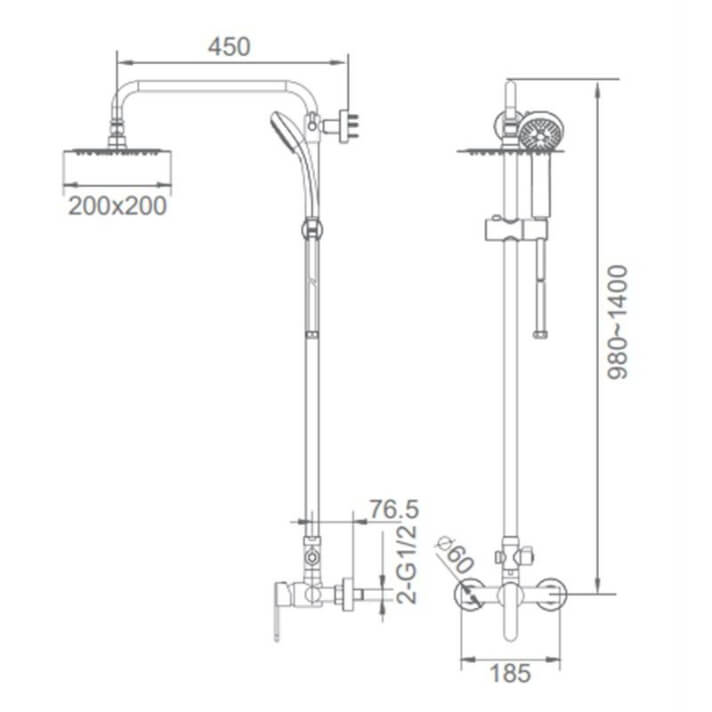 ENSEMBLE DE DOUCHE CHROME BDI017