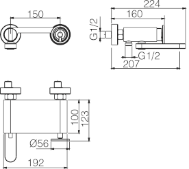MITIGEUR BAIN/DOUCHE MONOCOMMANDE OR BROSSE BDC033-4OC
