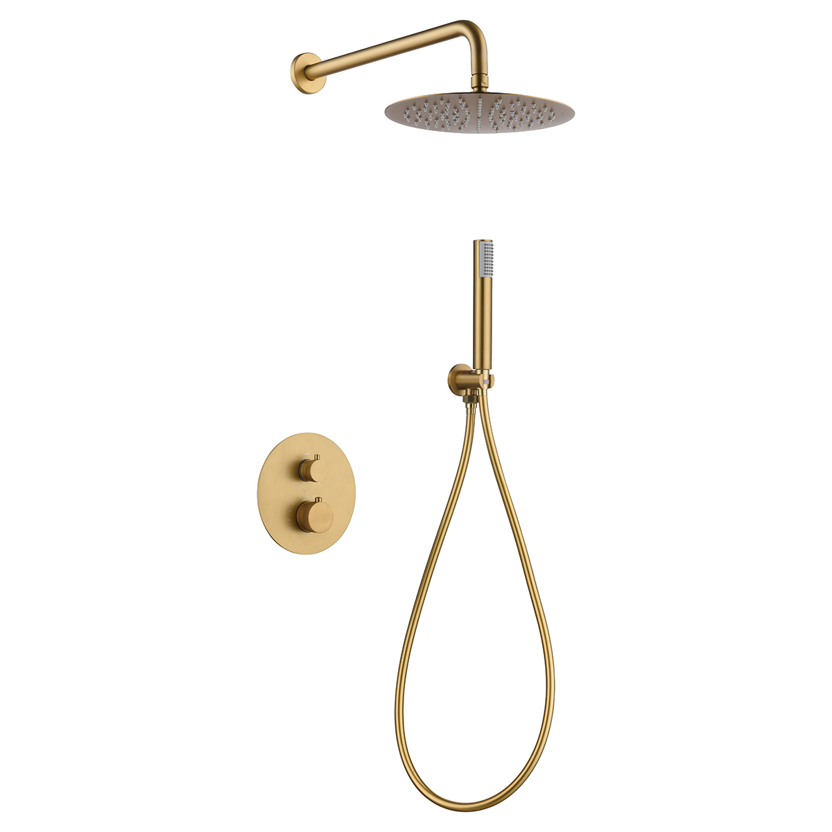 ENSEMBLE DE DOUCHE THERMOSTATIQUE ENCASTRE OR BROSSE GTD038/OC