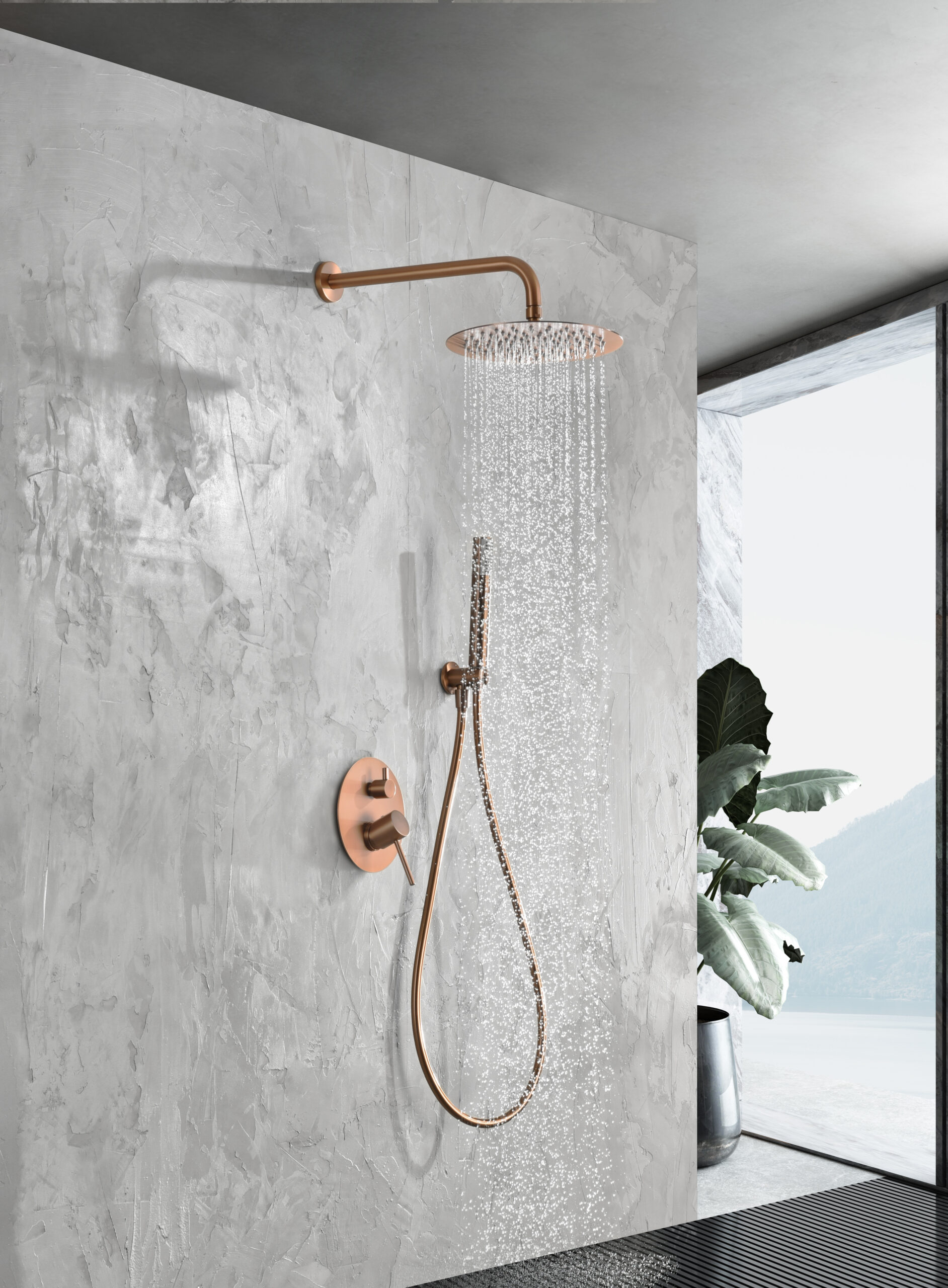 ENSEMBLE DE DOUCHE ENCASTRE OR ROSE BROSSE GPM039/ORC