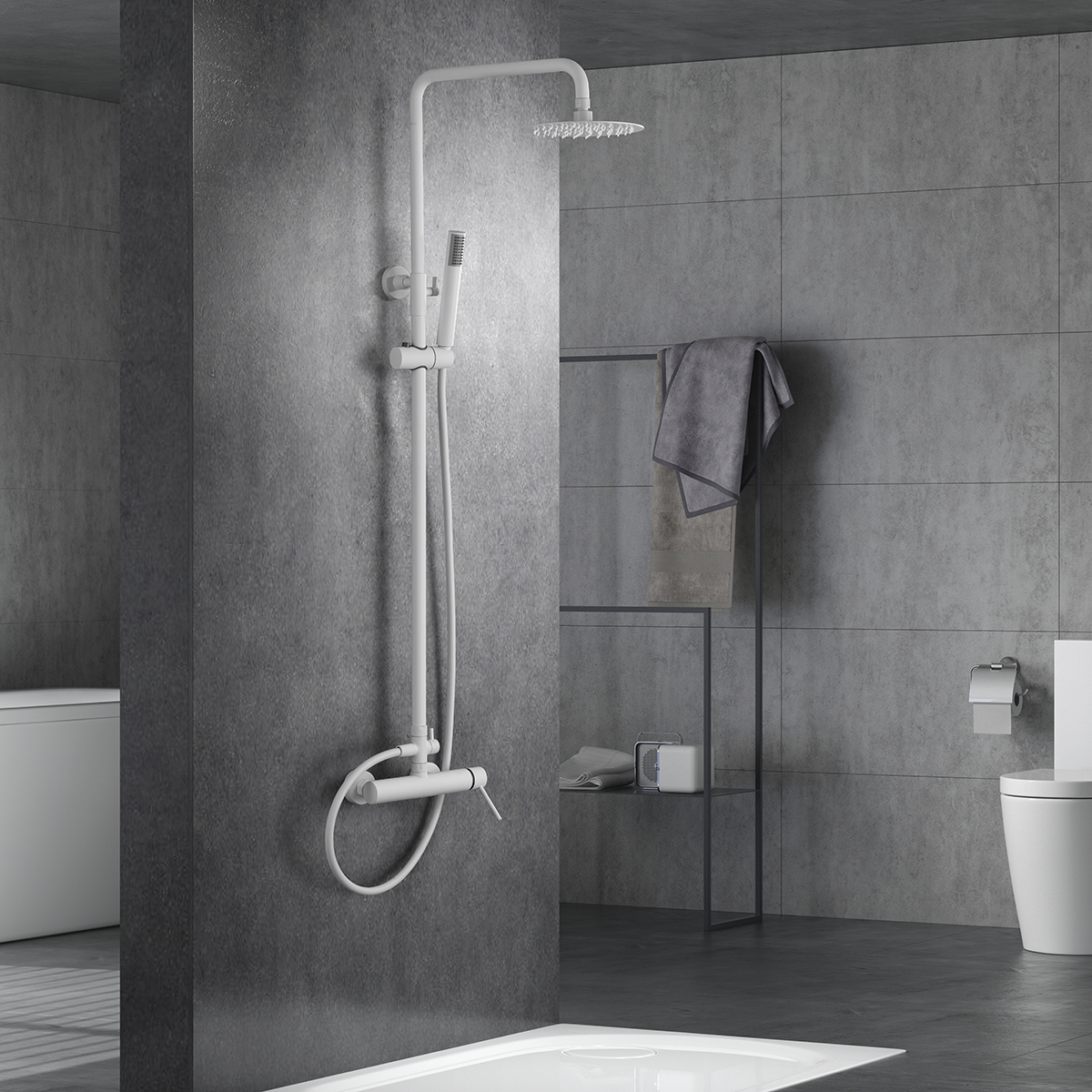 ENSEMBLE  DE DOUCHE BLANC MAT BDYS045/BL