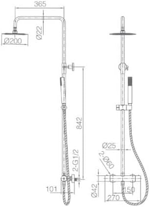 ENSEMBLE DE DOUCHE THERMOSTATIQUE OR BROSSE BTM039/OC
