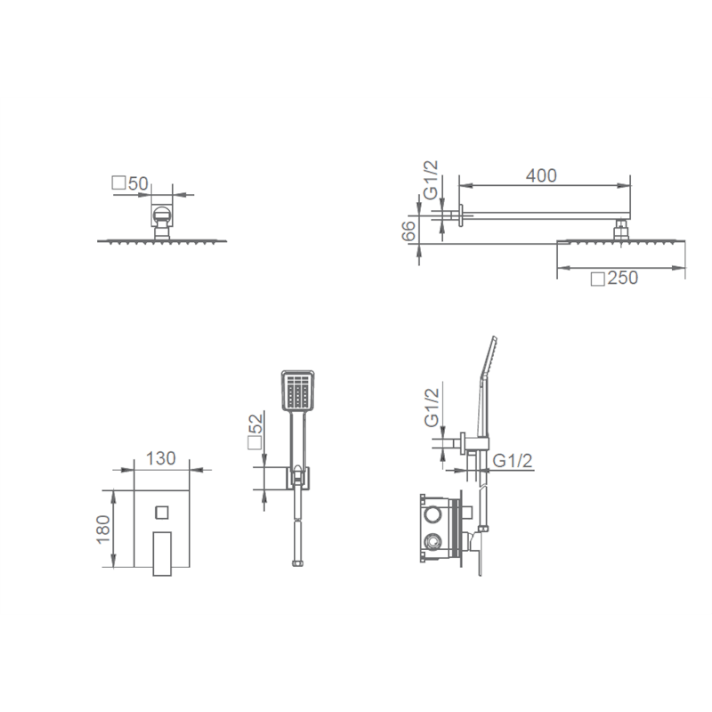 ENSEMBLE DE DOUCHE ENCASTRE BLANC MAT GPE006/BL