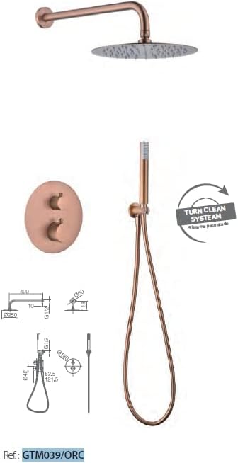 ENSEMBLE DE DOUCHE THERMOSTATIQUE  ENCASTRE OR BROSSE GTM039/OC