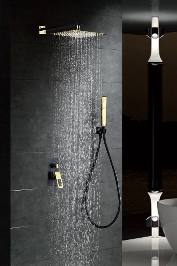 ENSEMBLE DE DOUCHE ENCASTRE NOIR MAT / DORE BRILLANT BDC032-6NGOLD