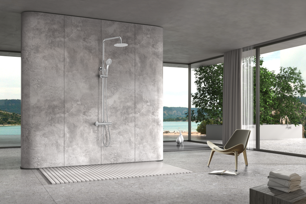 ENSEMBLE DE DOUCHE THERMOSTATIQUE CHROME BTK017-ECO