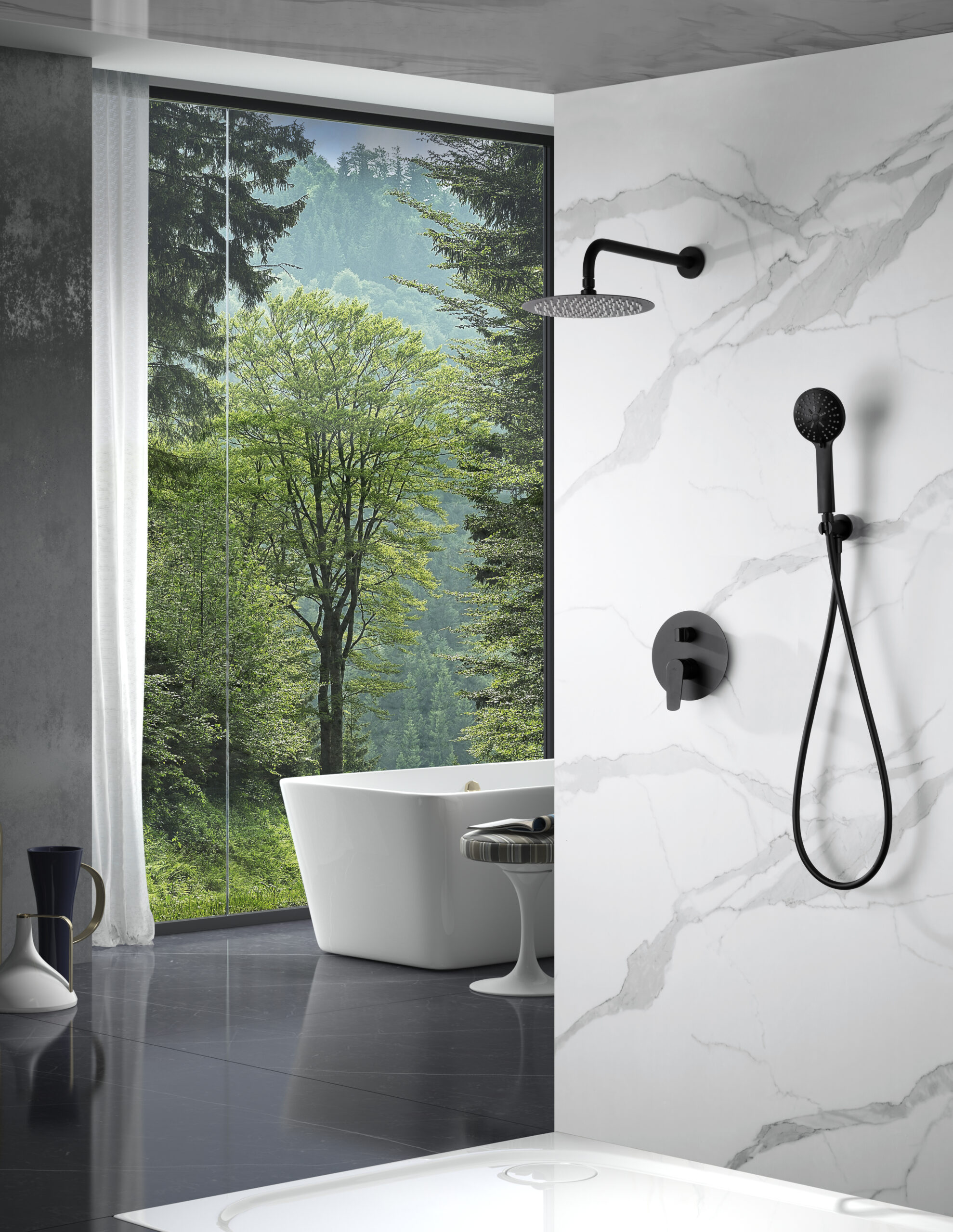 ENSEMBLE DE DOUCHE ENCASTRE NOIR MAT GPZ044/NG