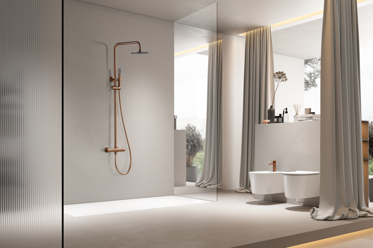 ENSEMBLE DE DOUCHE THERMOSTATIQUE OR ROSE BROSSE BTG053/ORC