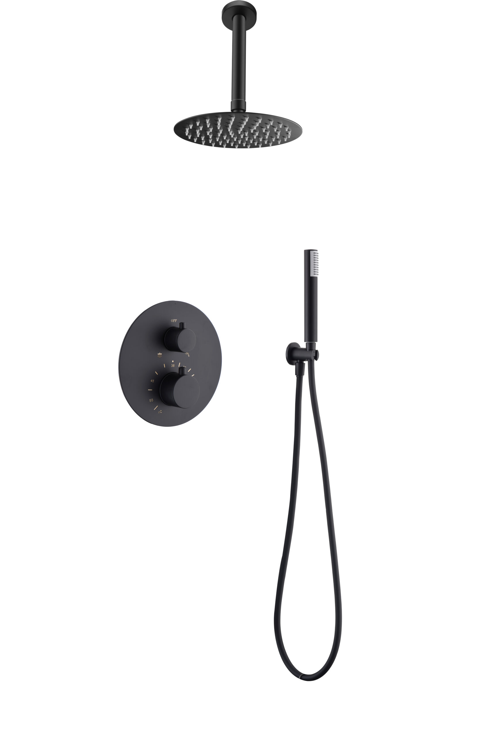 ENSEMBLE DE DOUCHE THERMOSTATIQUE ENCASTRE NOIR MAT GTT039/NG
