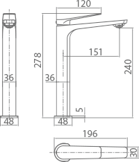 MITIGEUR MONOCOMMANDE BEC HAUT CHROME BDN047-3