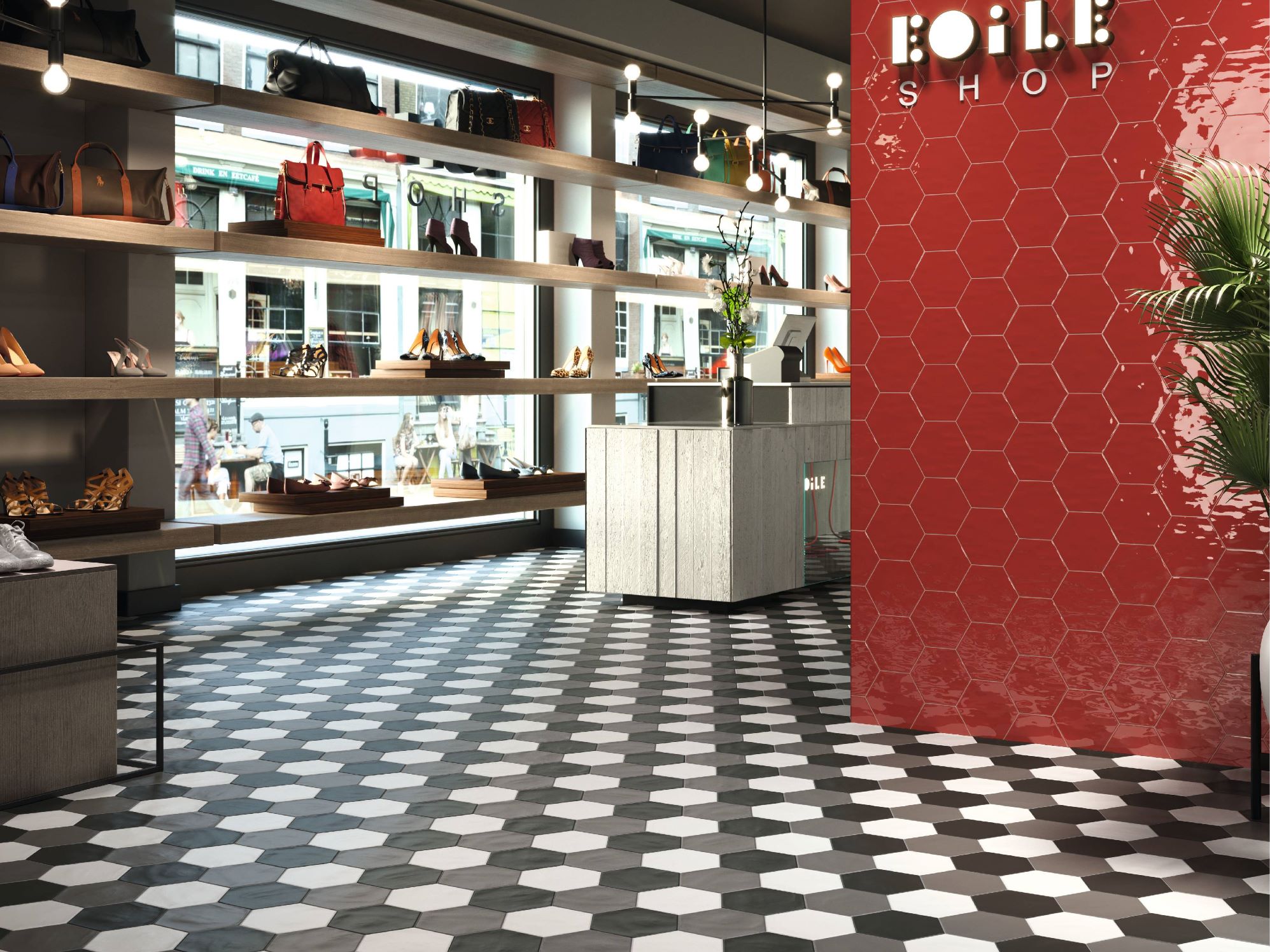 HEXA GEOMETRY BLACK MAT 15X17