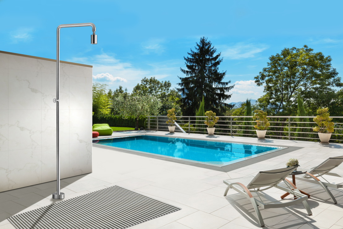 ENSEMBLE DE DOUCHE POUR PISCINE EXTERIEURE ACIER GPP001/AC