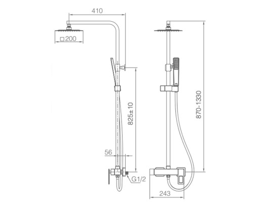 ENSEMBLE DE DOUCHE NOIR MAT BDC032/NG