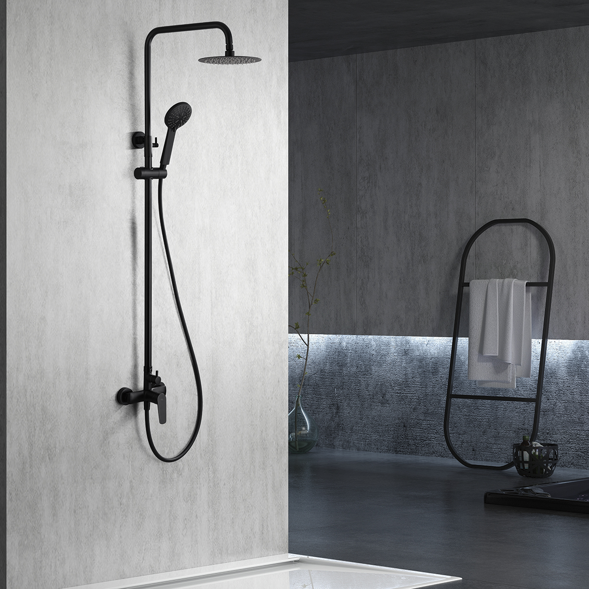 ENSEMBLE  DE DOUCHE EN ACIER INOX NOIR MAT BDZ044/NG