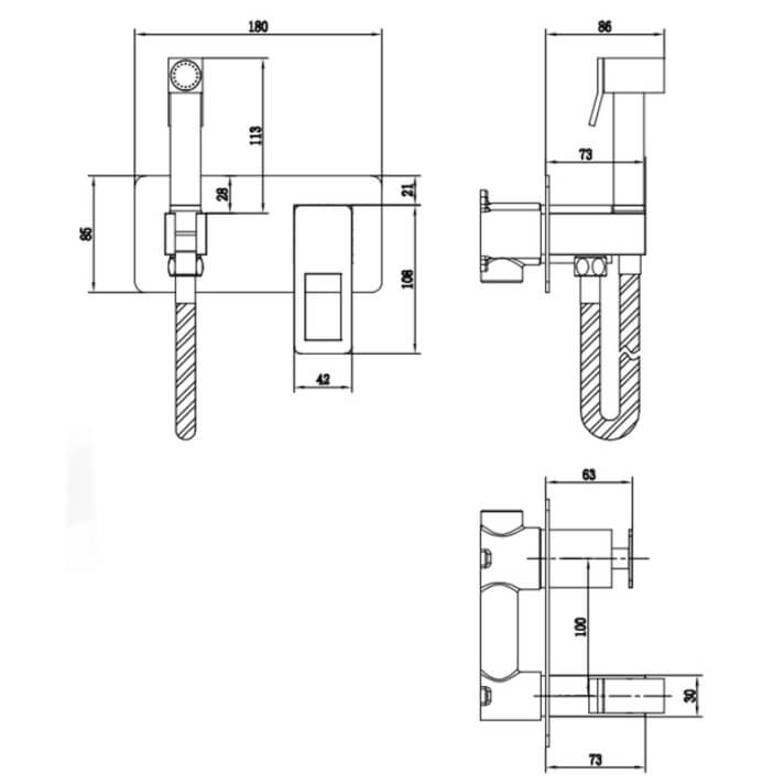 MITIGEUR ENCASTRE CHROME POUR BIDET BDC032-5