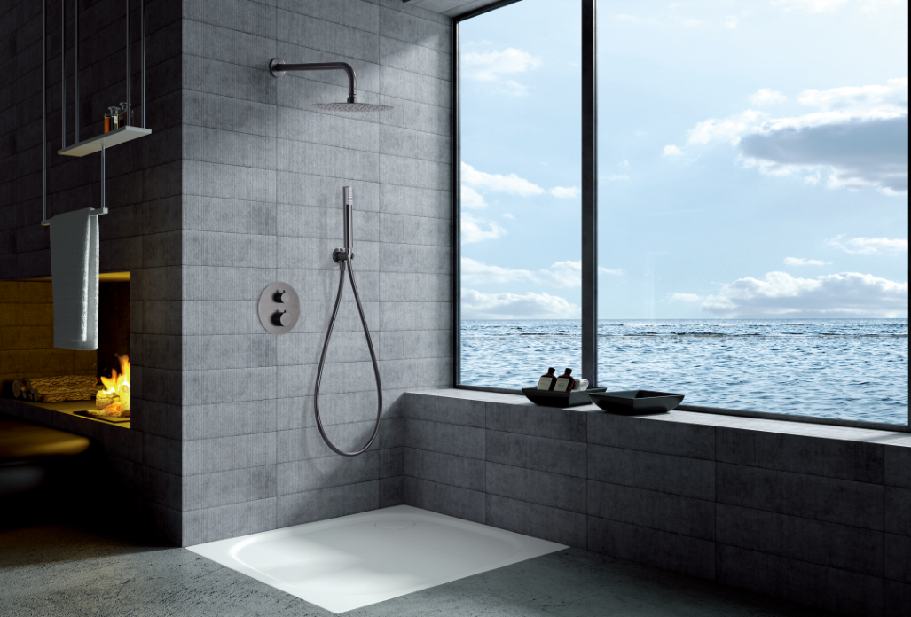 ENSEMBLE DE DOUCHE THERMOSTATIQUE ENCASTRE BLACK GUN METAL GTG053/BGM