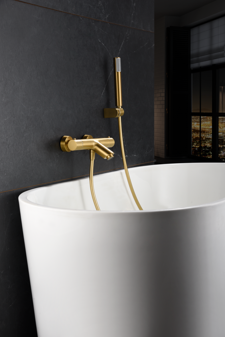 MITIGEUR BAIN/DOUCHE THERMOSTATIQUE OR BROSSE BTG053-4OC