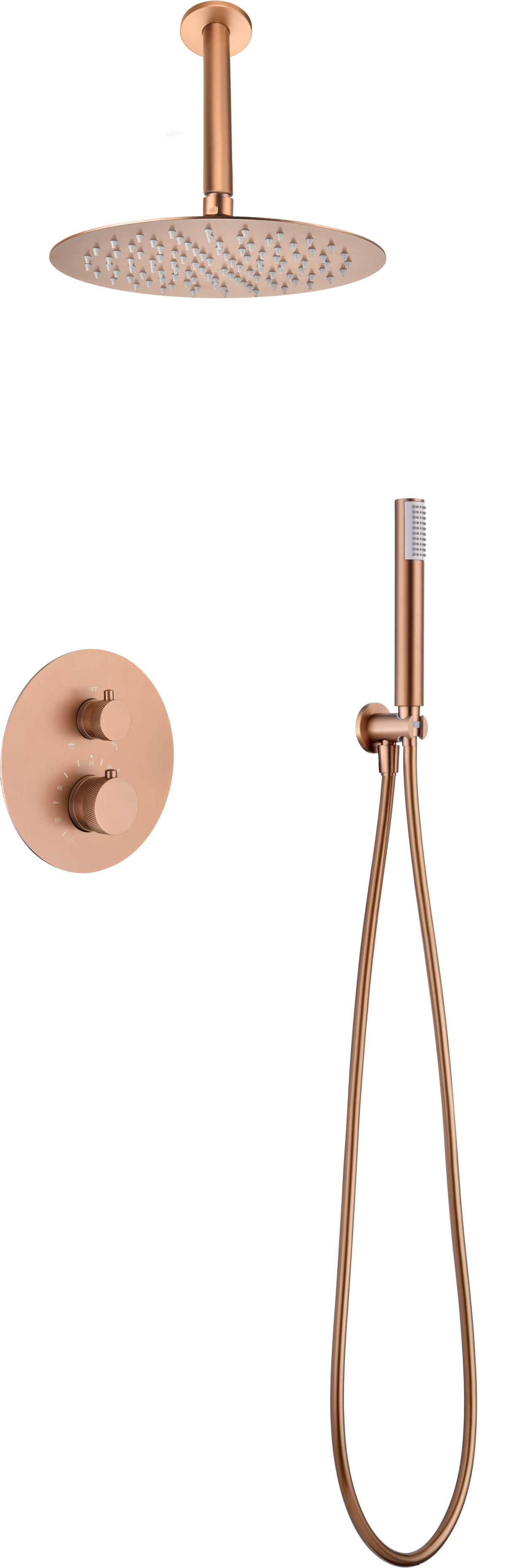 ENSEMBLE DE DOUCHE ENCASTRE THERMOSTATIQUE OR ROSE BROSSE GTQ038/ORC