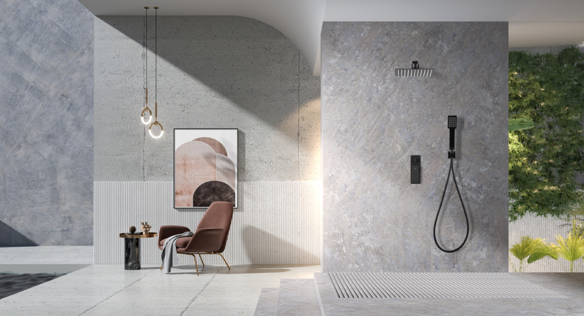 ENSEMBLE DE DOUCHE ENCASTRE NOIR MAT GPF016/NG