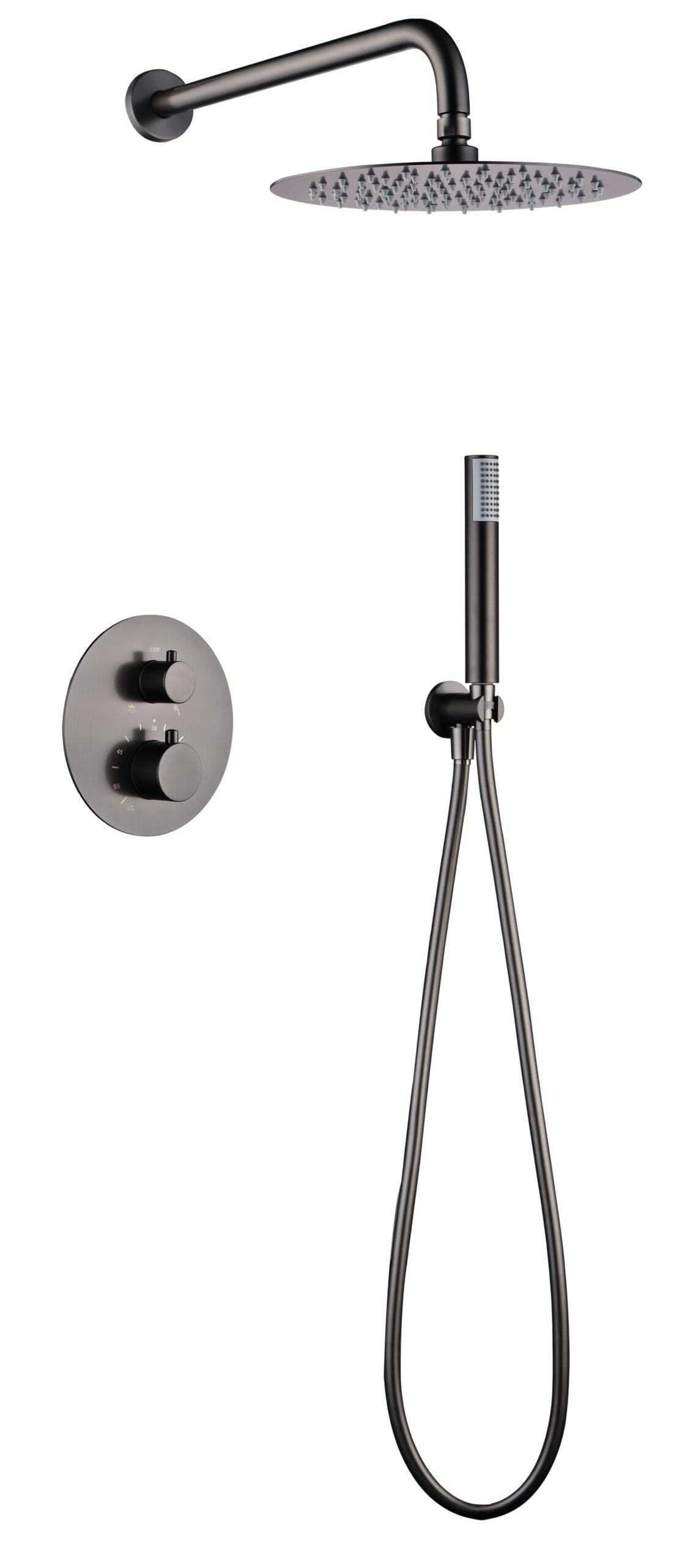 ENSEMBLE DE DOUCHE THERMOSTATIQUE ENCASTRE BLACK GUN METAL GTM039/BGM
