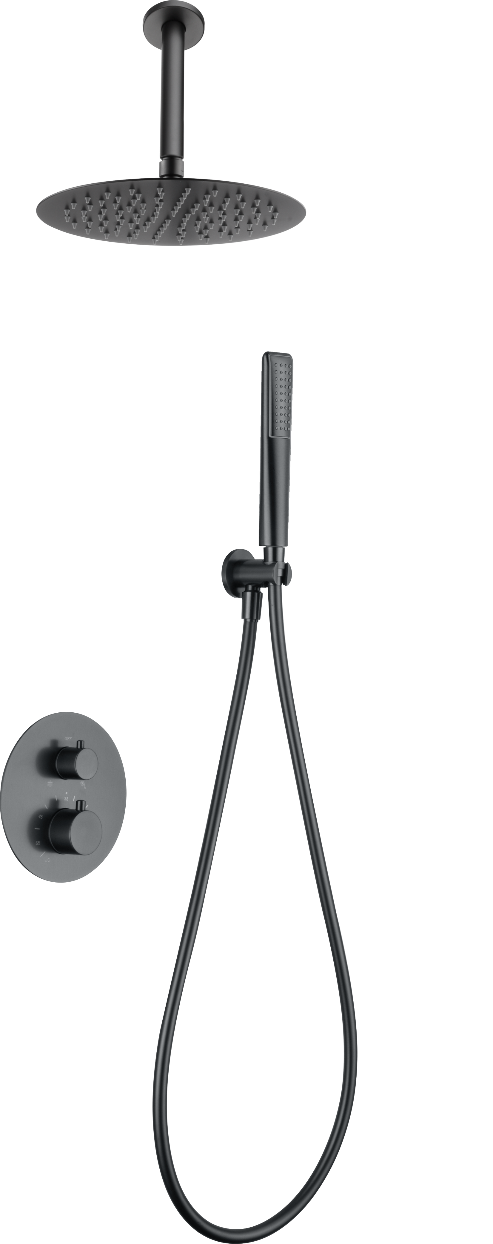 ENSEMBLE DE DOUCHE THERMOSTATIQUE ENCASTRE BLACK GUN METAL GTS060/BGM